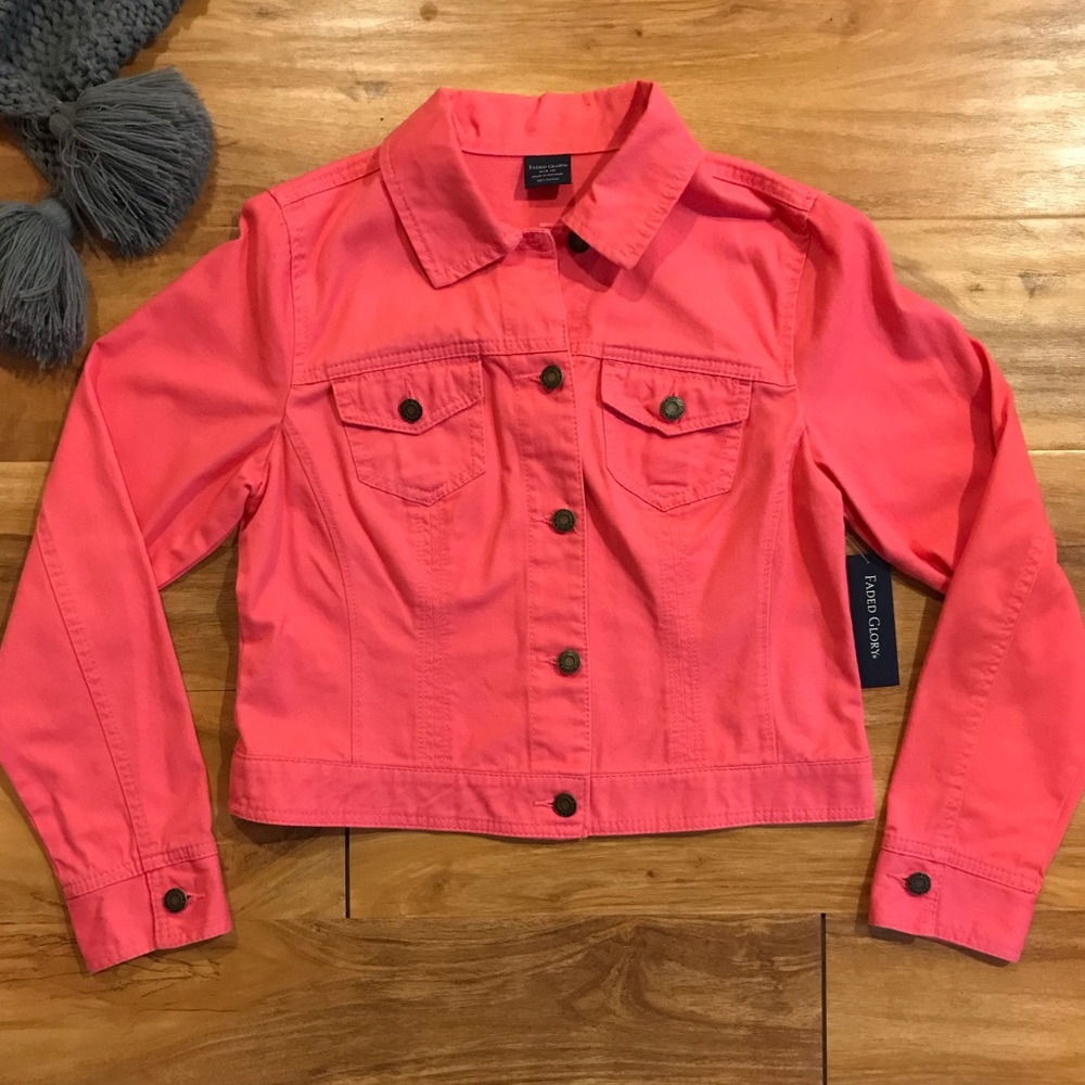Pink Denim Jacket Womens Coral Jean Jacket NWT